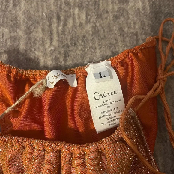 Oseree Metallic Orange Lumiere Bikini Swimsuit Bottoms Size L NWT - Picture 4 of 7